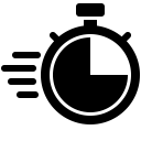 Clock icon for timely delivery