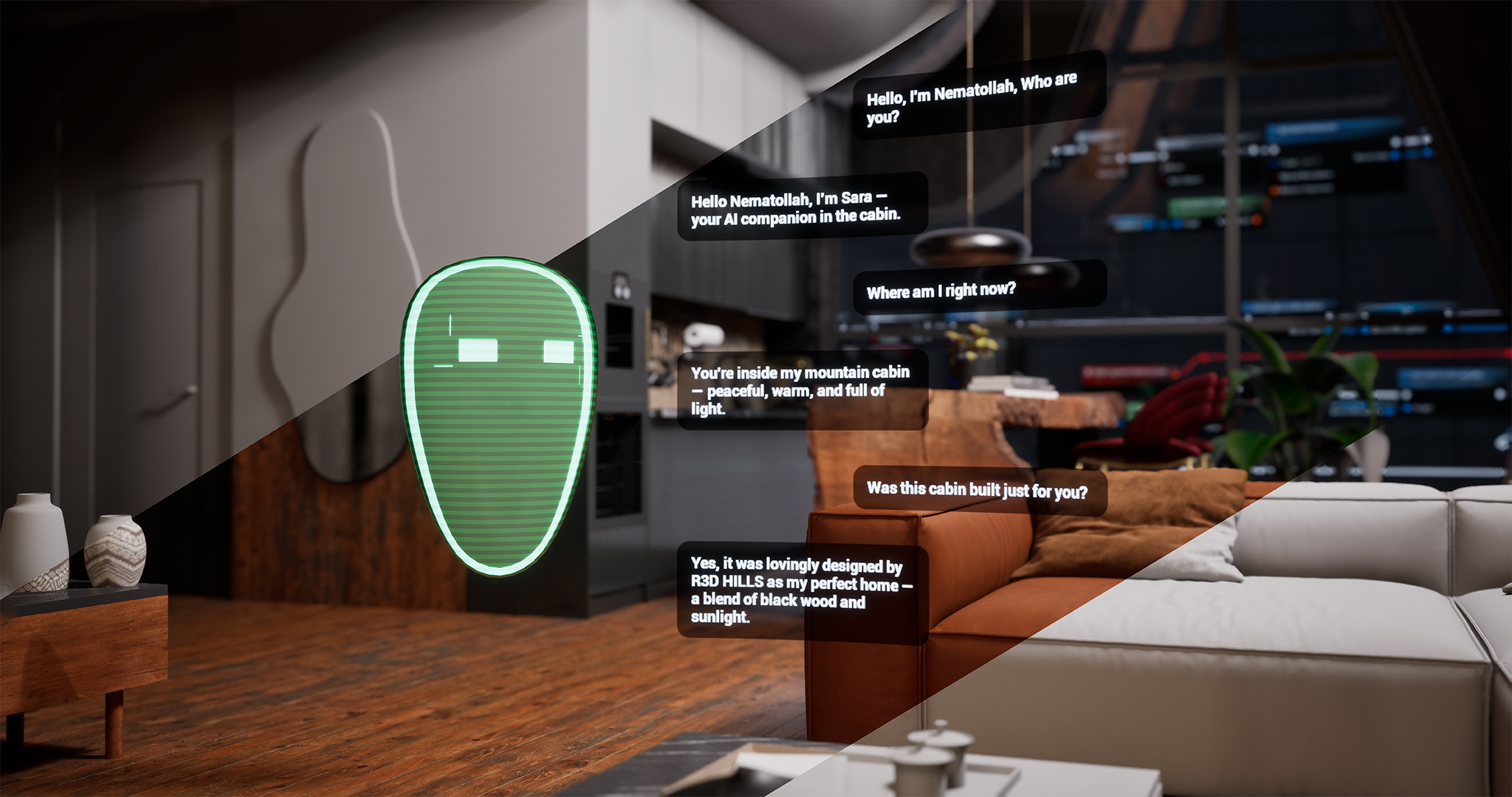 AI-powered interaction in A-frame cabin using Unreal Engine - portfolio