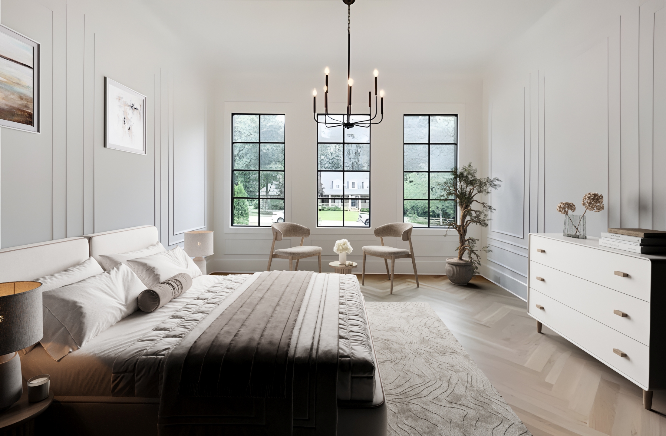 Furnished bedroom render
