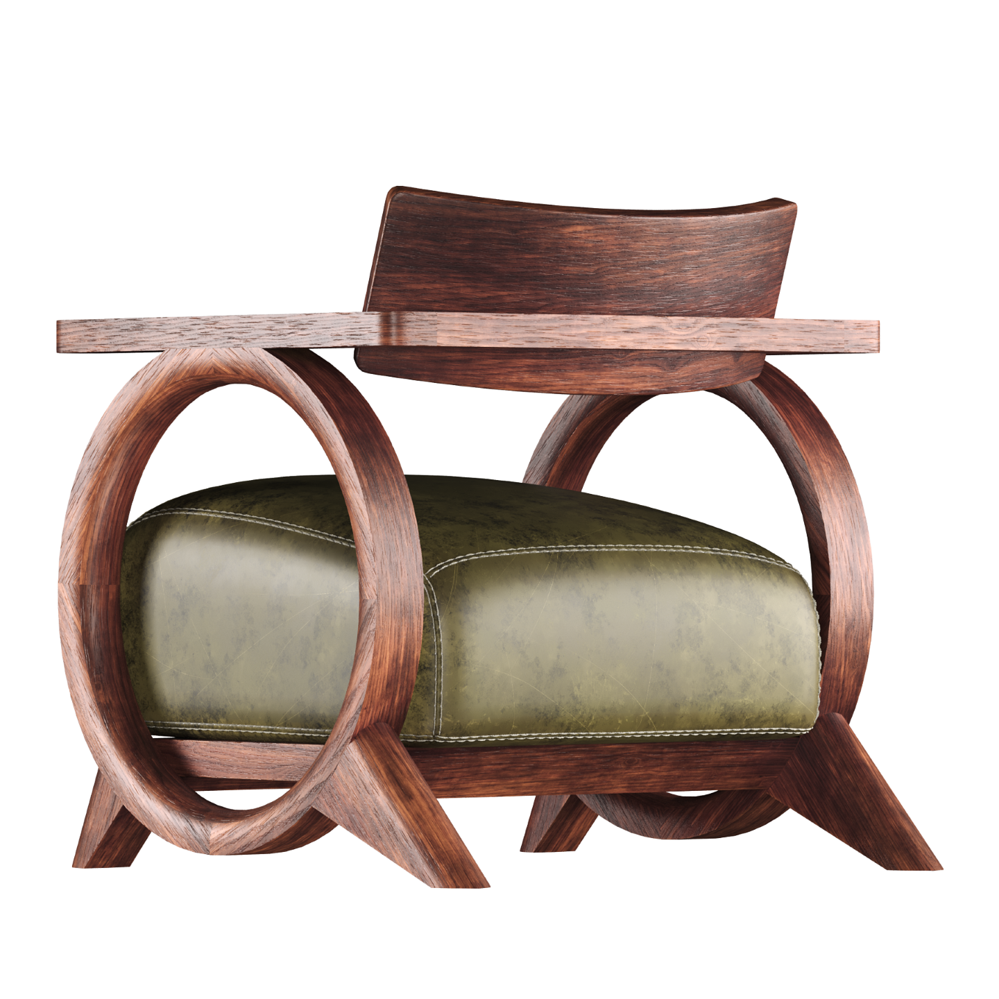 Back view of the El Tiempo Lounge Chair 3D model– Leather