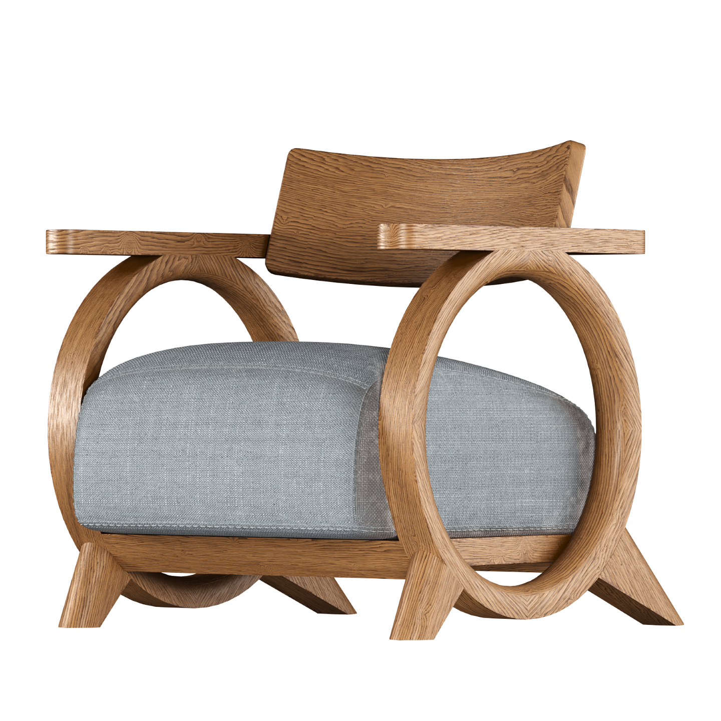 Front view of the El Tiempo Lounge Chair 3D model– Fabric