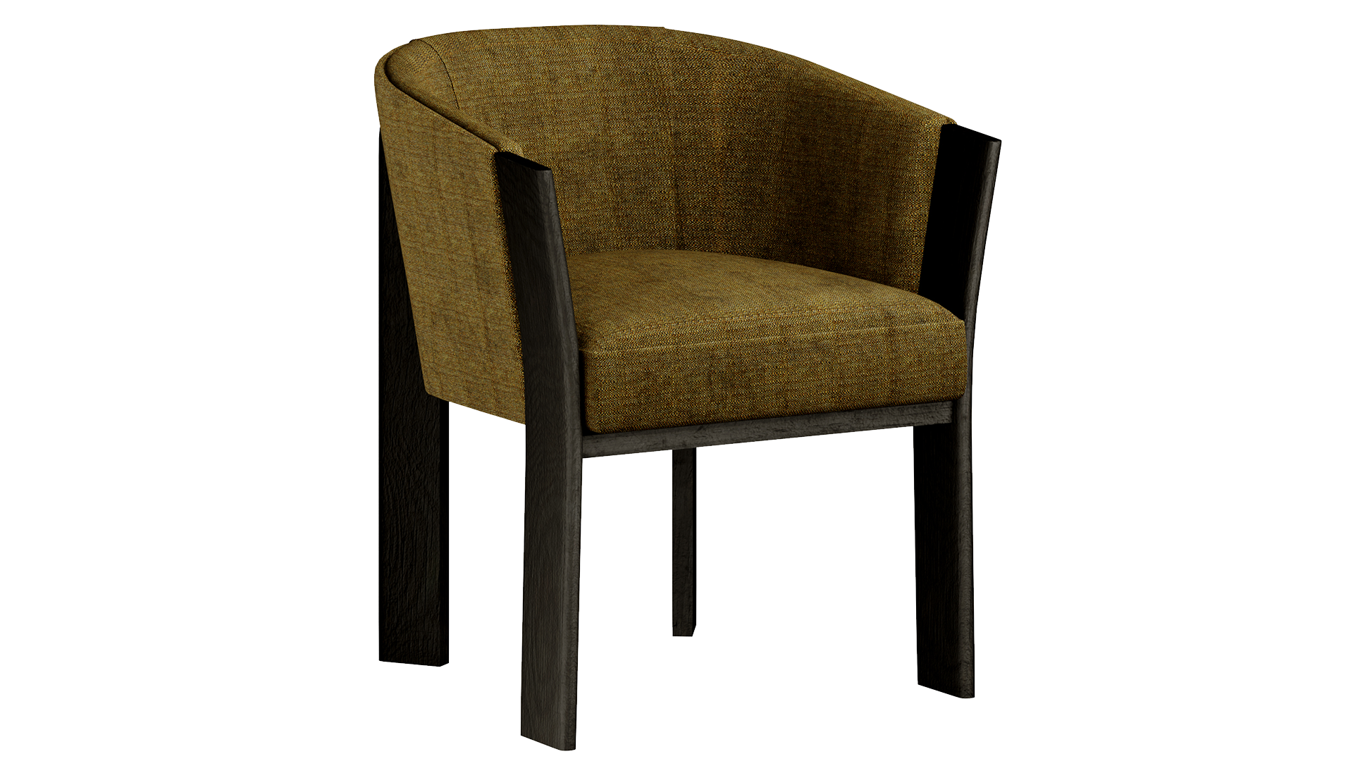 Front view of 3D modeled Vical Nara Chair. Green Fabric