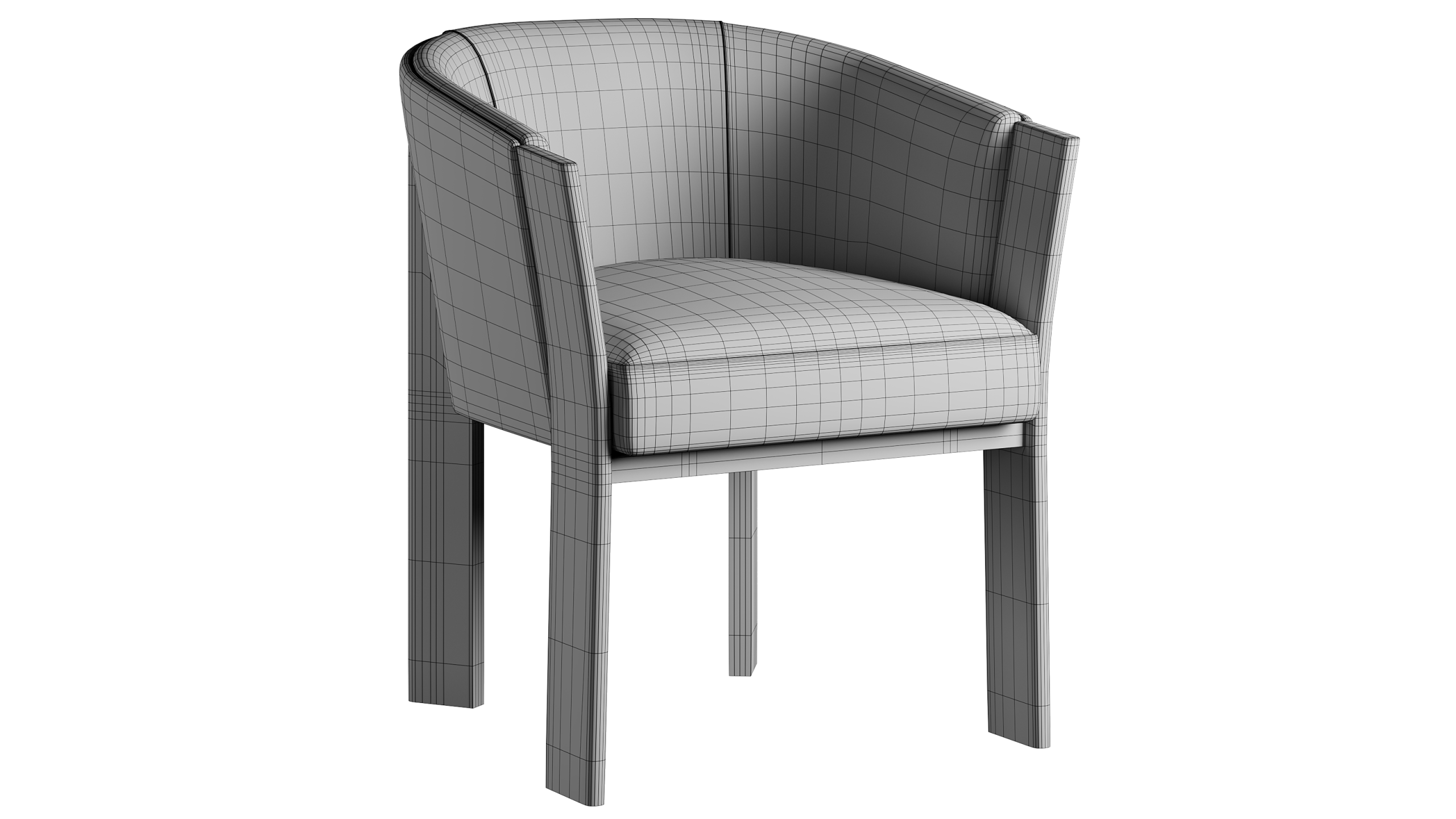 Wireframe view of 3D modeled Vical Nara Chair.