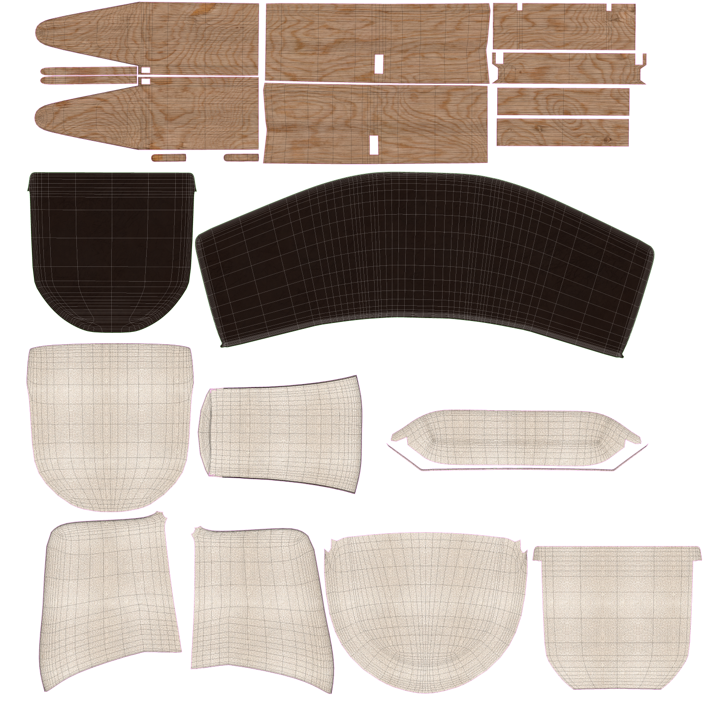 UV layout of the Vical Nara Chair 3D model