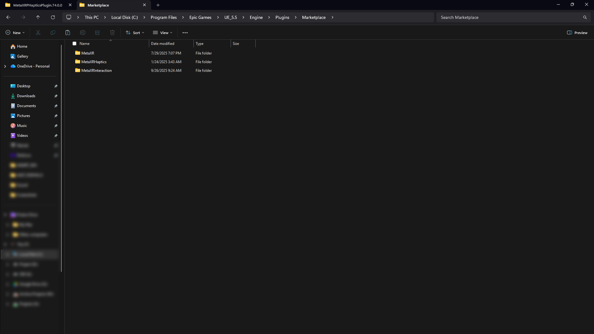Pasting the plugin into the Plugins directory.