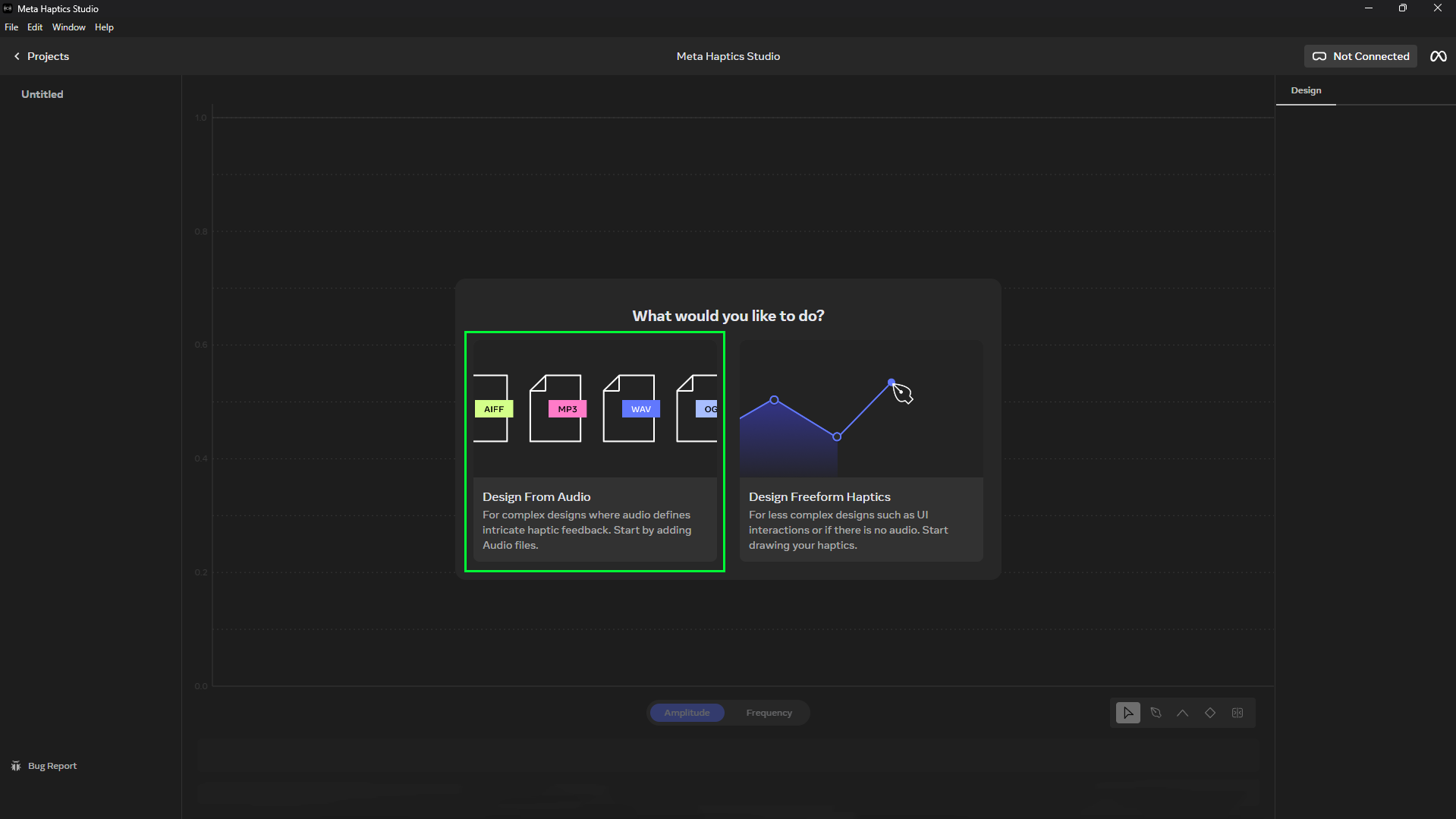 Selecting 'Design From Audio'.