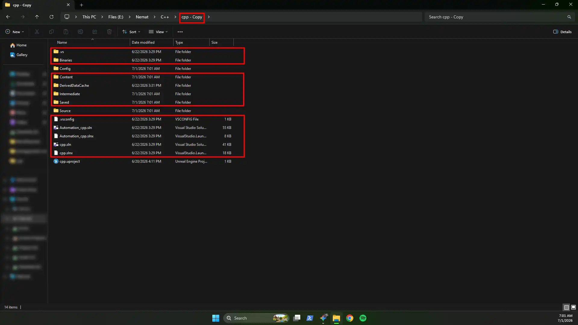 Wipe Content folder inside the duplicated UE5 directory