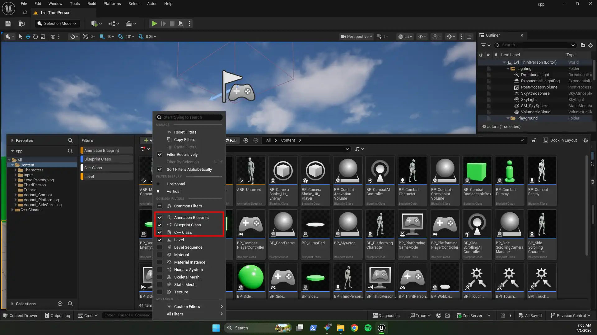 Filter blueprints and text assets in UE5