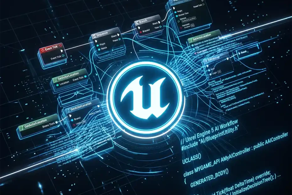 Step-by-step pipeline on how to give a UE5 project to AI using blueprint export workflows